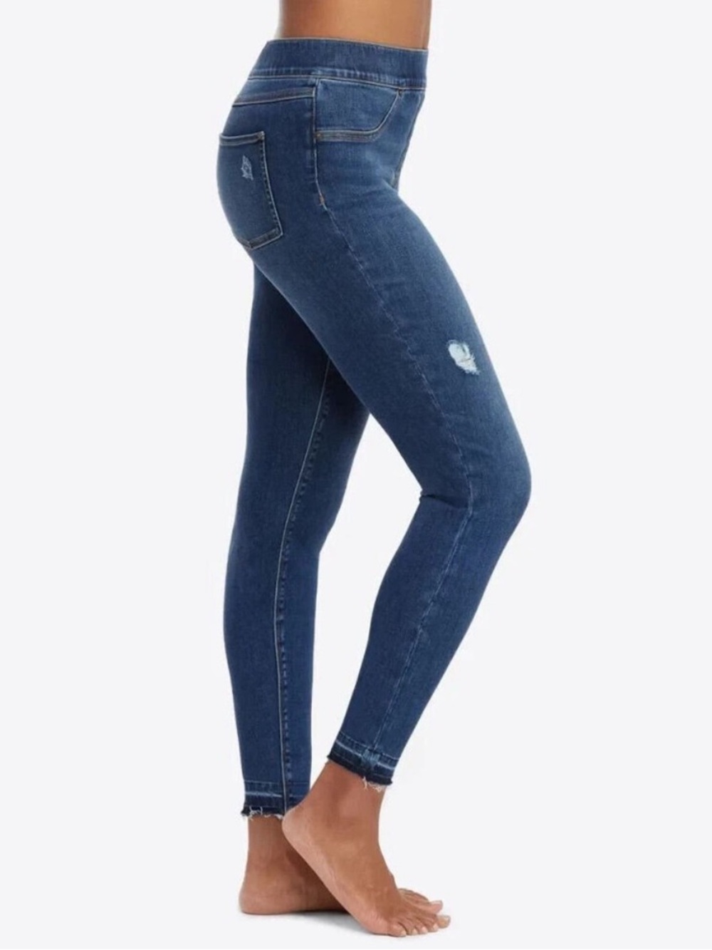 Spanx‎ Distressed Skinny Jeans Leggings Medium Wash Blue Women Size XL
